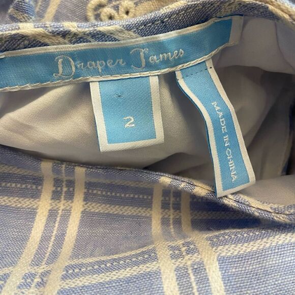 Draper James Linen Blend Embroidered Eyelet Blue Pinafore Ruffle Dress Size 2 - Picture 4 of 5